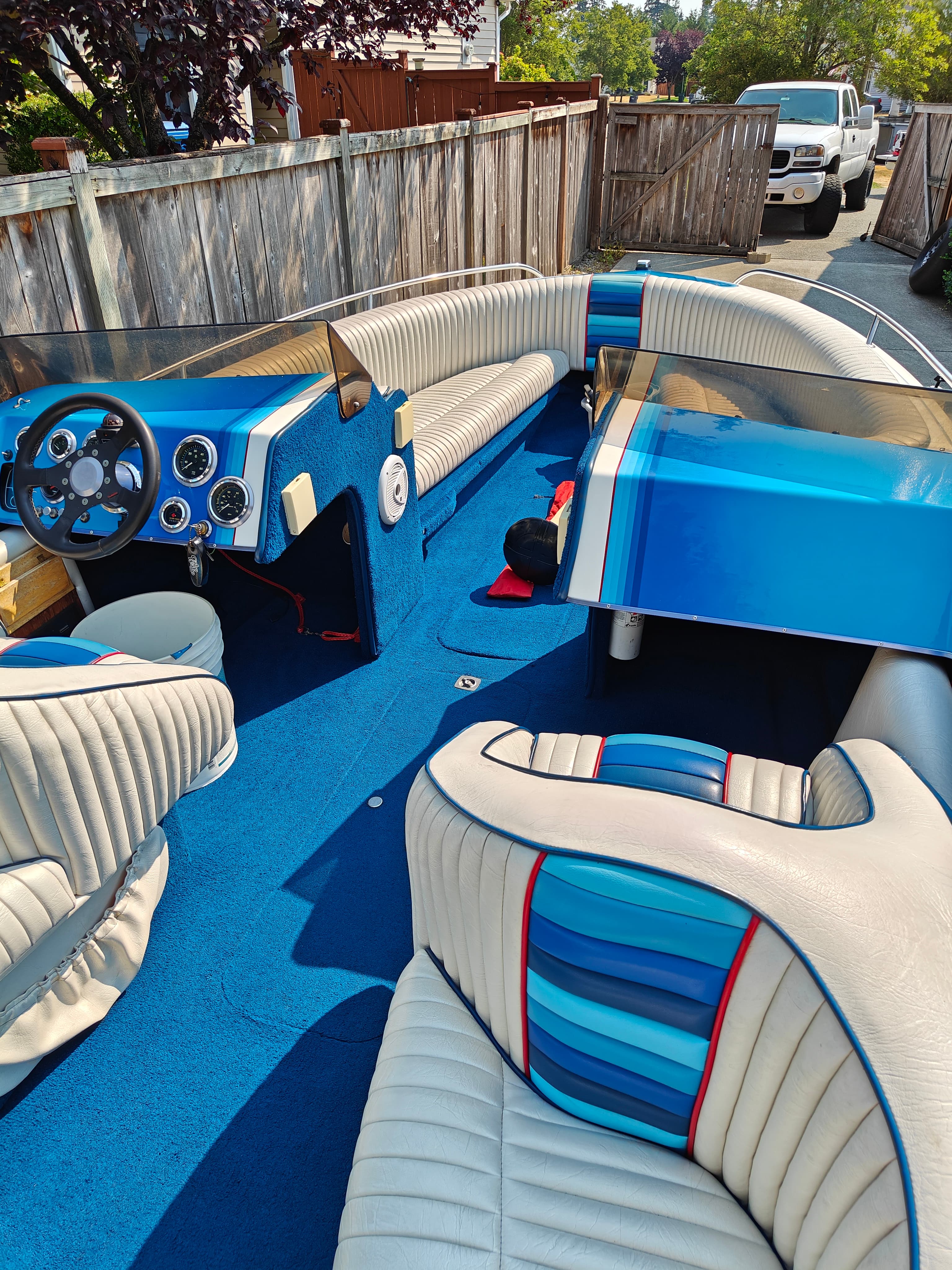 Moldy rear van seat before and after